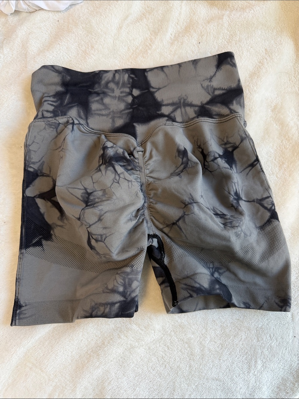Women's High-Waist Tie-Dye Gray Active Shorts